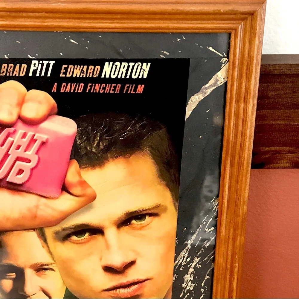 Fight Club Movie Poster Brad Pitt Edward Norton Canvas Art Print Wood Framed Art